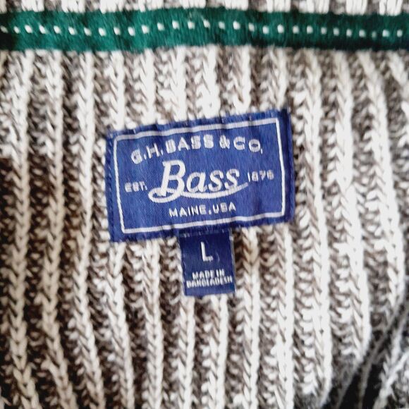 BASS Beige Brown 1/4 Zip Mock Neck Sweater Cotton Blend Contemporary Sz: L - Picture 6 of 8